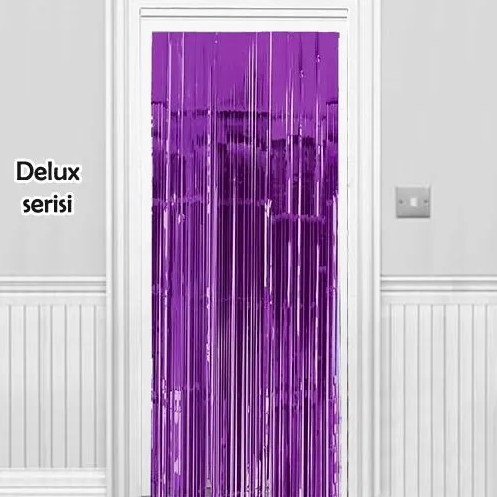 Mor Işıltılı Duvar Kapı Perdesi Arka Fon 90x200 cm